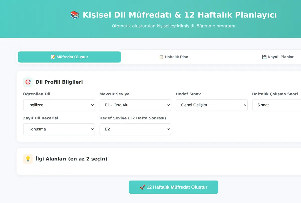 Kişisel Dil Müfredatı & 12 Haftalık Planlayıcı ekran görüntüsü