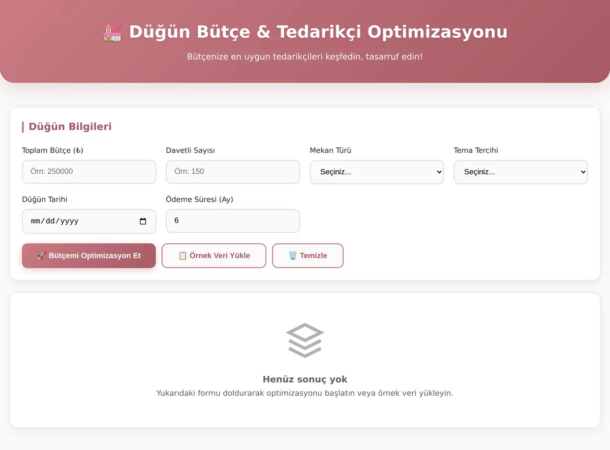 Düğün Bütçe & Tedarikçi Optimizasyonu ekran görüntüsü 3