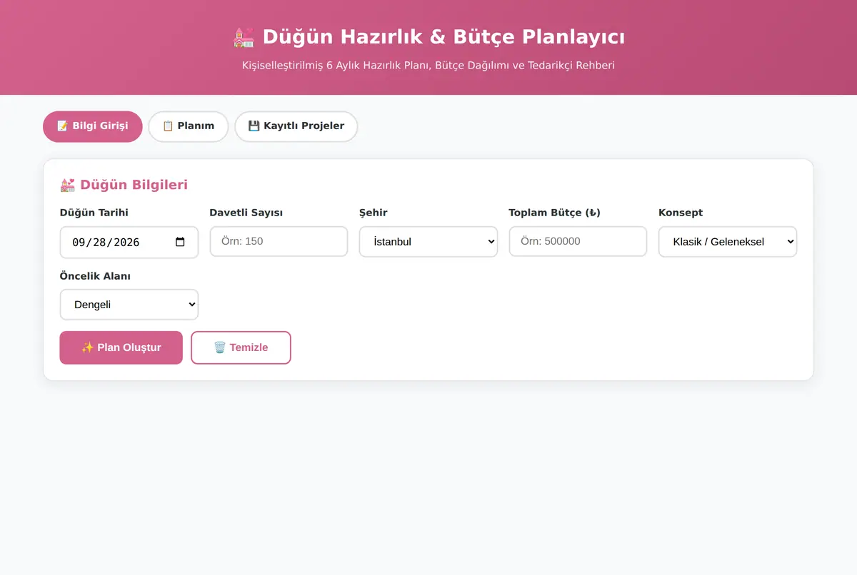Düğün Hazırlık & Bütçe Planlayıcı ekran görüntüsü 3