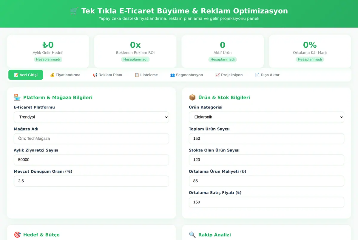 Tek Tıkla E-Ticaret Büyüme & Reklam Optimizasyon ekran görüntüsü 2