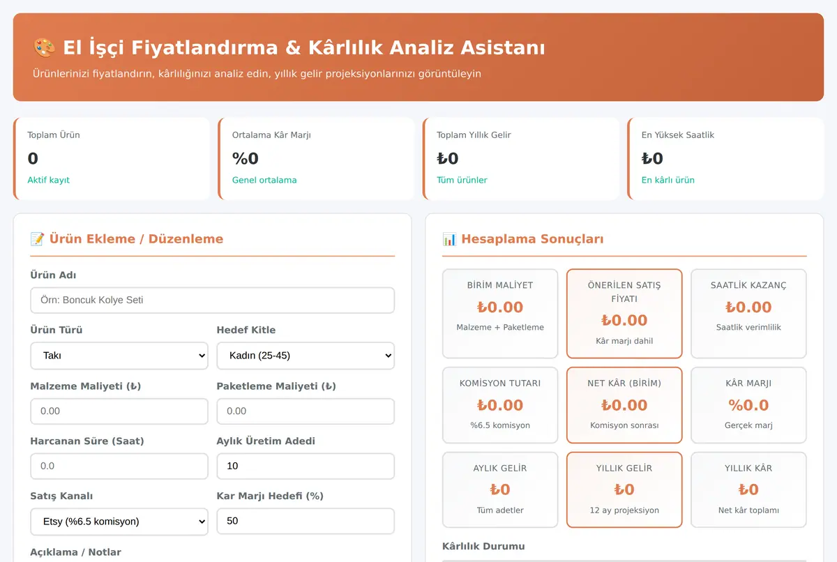 El İşçi Fiyatlandırma & Kârlılık Analiz Asistanı ekran görüntüsü 2