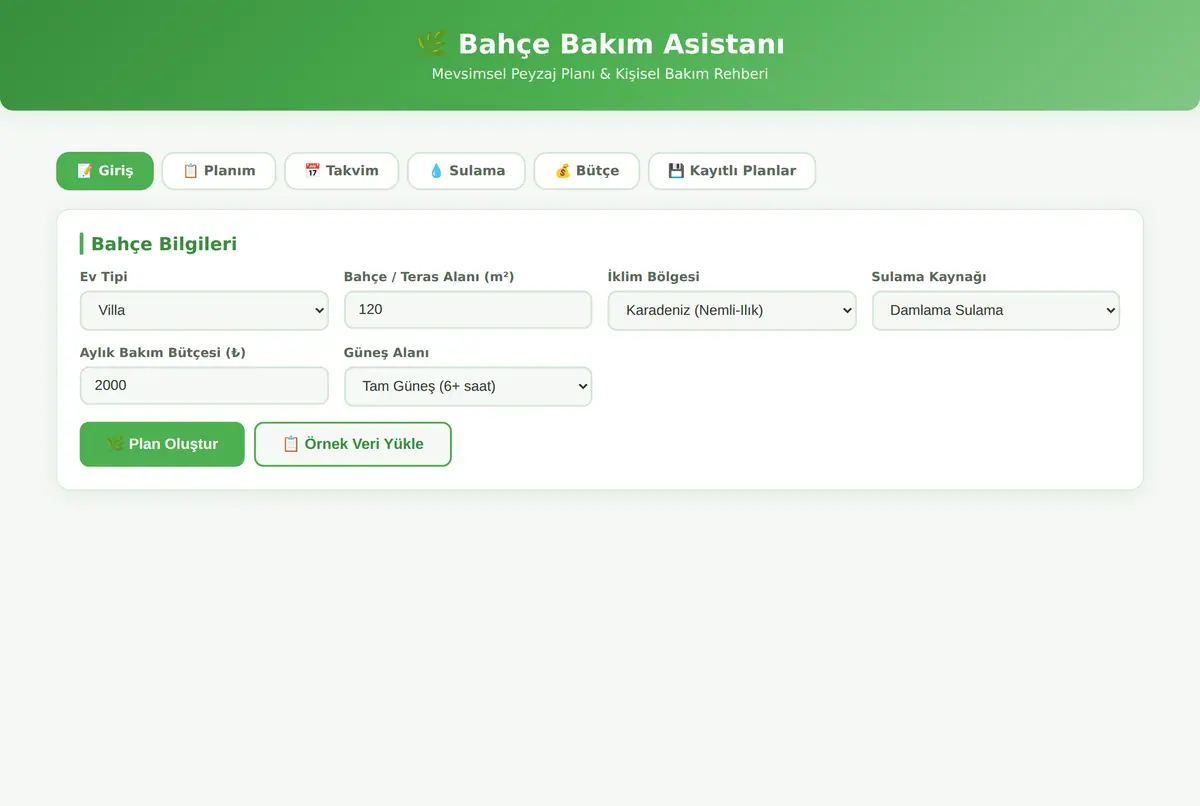 Bahçe Bakım Asistanı - Mevsimsel Peyzaj Planı ekran görüntüsü 3