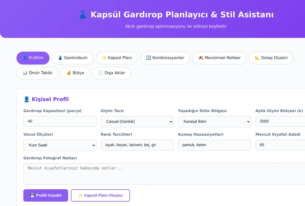 Kapsül Gardırop Planlayıcı & Stil Asistanı ekran görüntüsü