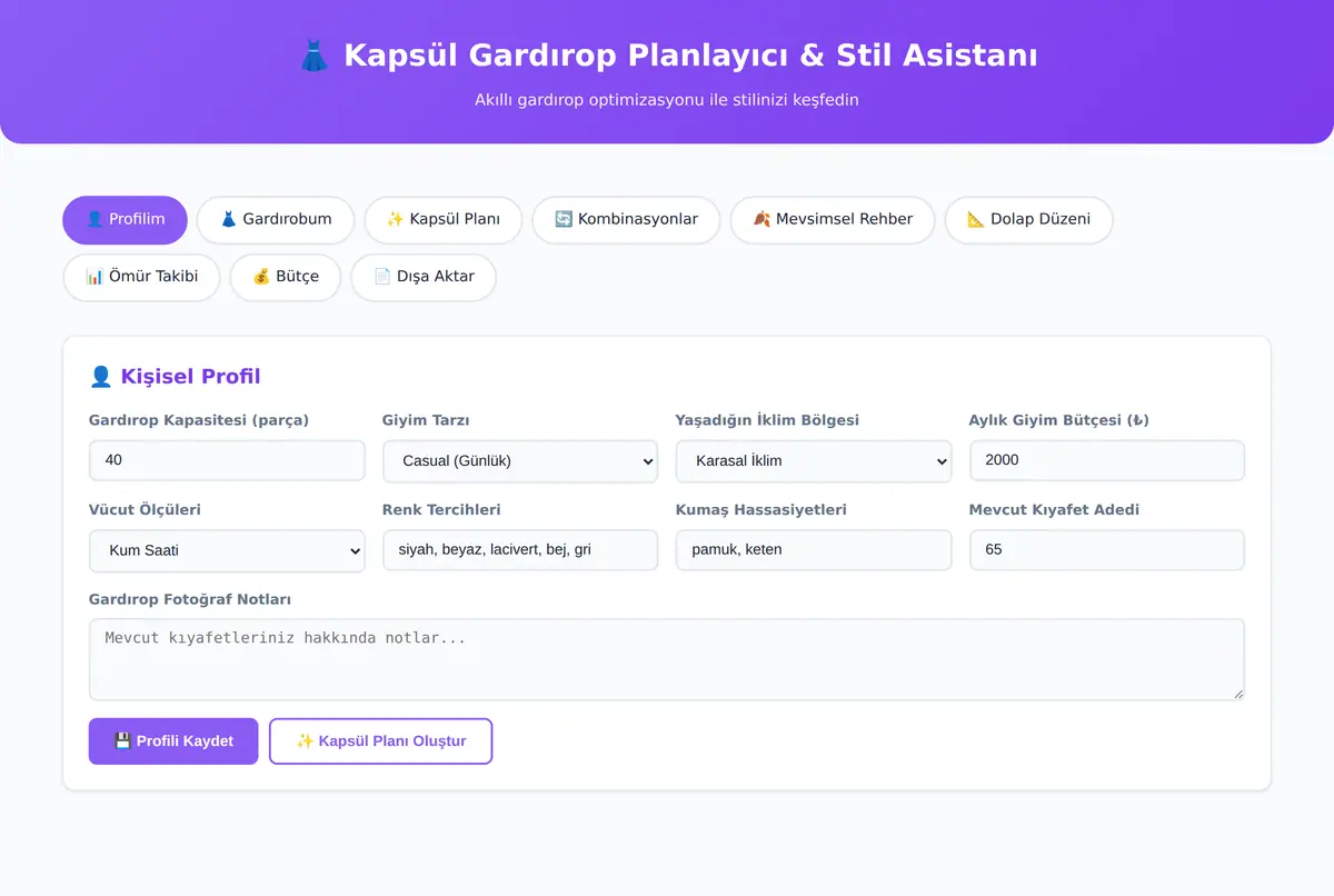 Kapsül Gardırop Planlayıcı & Stil Asistanı ekran görüntüsü 2