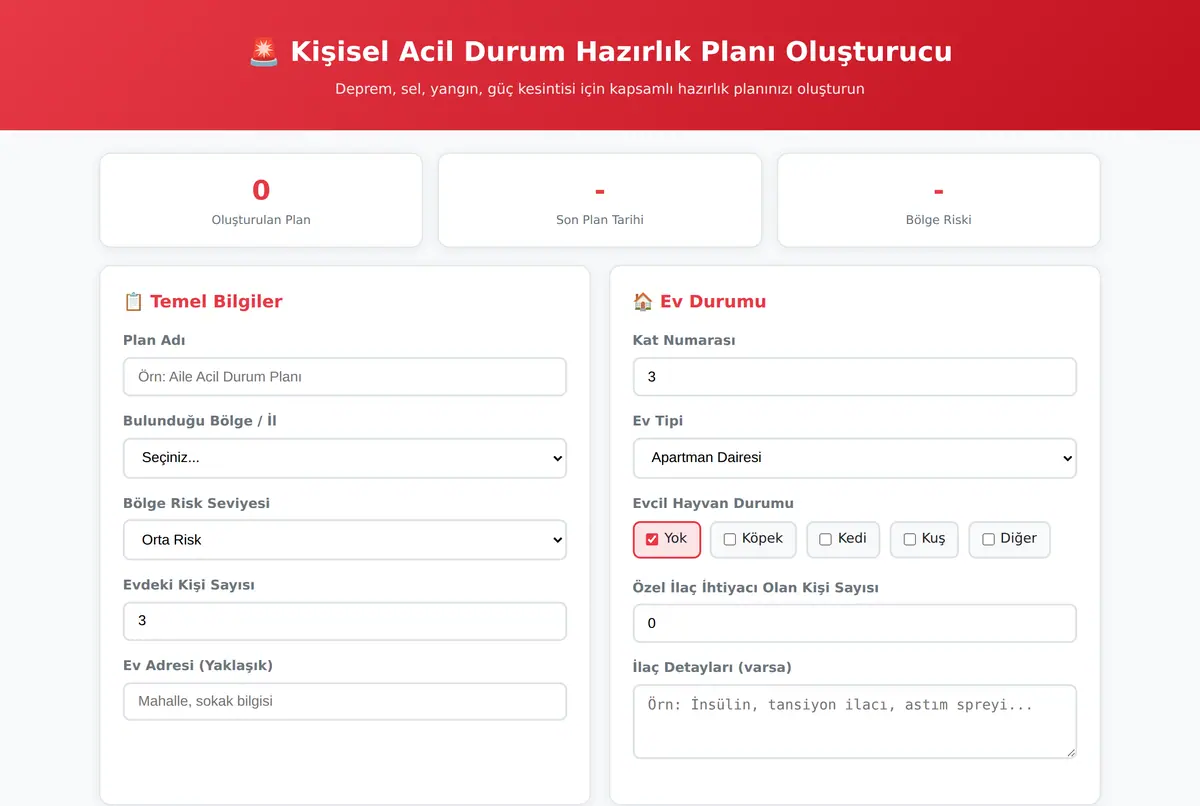 Kişisel Acil Durum Hazırlık Planı Oluşturucu ekran görüntüsü 2