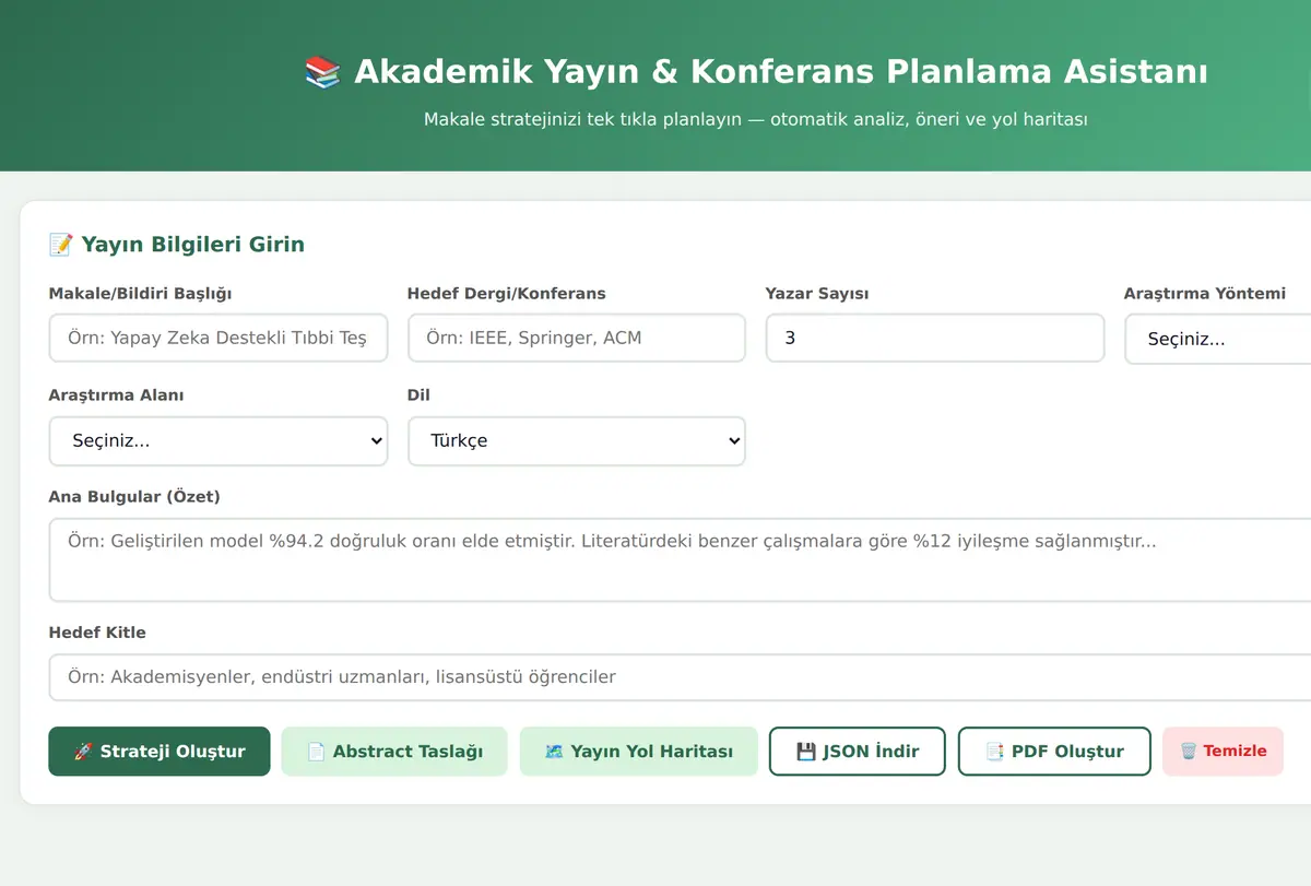 Akademik Yayın & Konferans Planlama Asistanı ekran görüntüsü