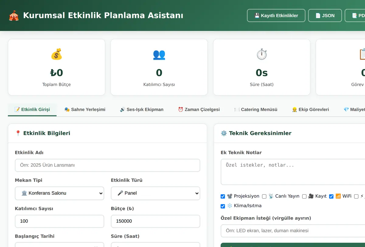 Düğün & Etkinlik Planlama Asistanı ekran görüntüsü