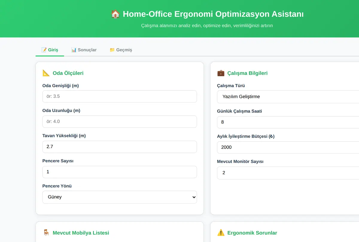 Home-Office Ergonomi Optimizasyon Asistanı ekran görüntüsü