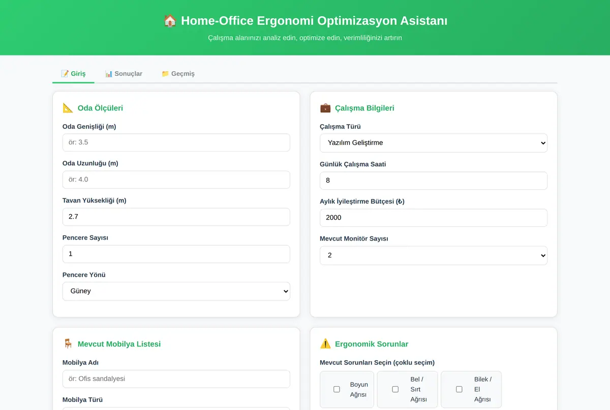 Home-Office Ergonomi Optimizasyon Asistanı ekran görüntüsü 2
