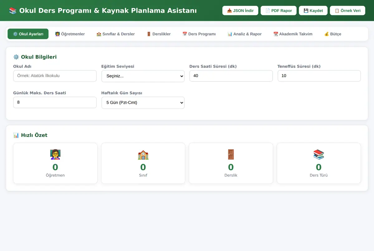 Okul Ders Programı & Kaynak Planlama Asistanı ekran görüntüsü 3