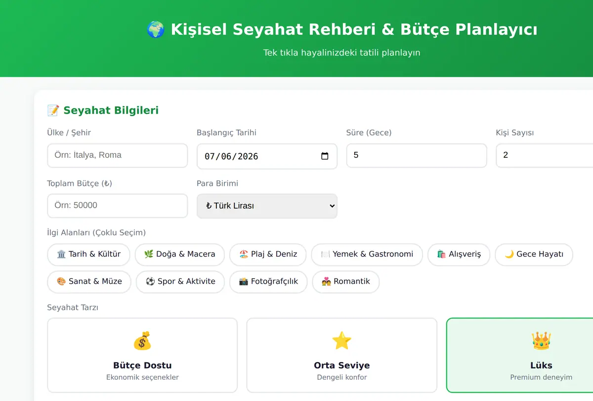 Kişisel Seyahat Rehberi & Bütçe Planlayıcı ekran görüntüsü