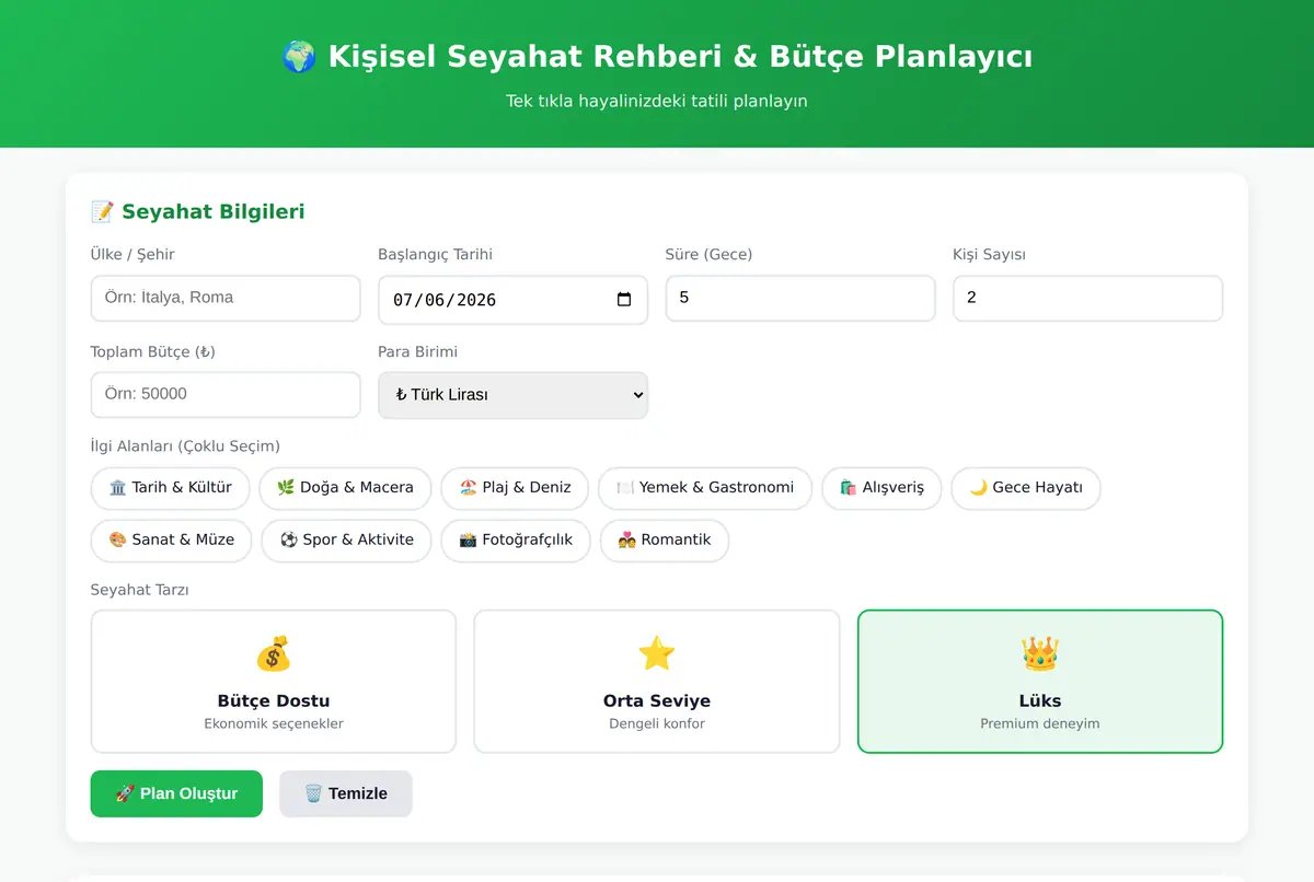 Kişisel Seyahat Rehberi & Bütçe Planlayıcı ekran görüntüsü 2