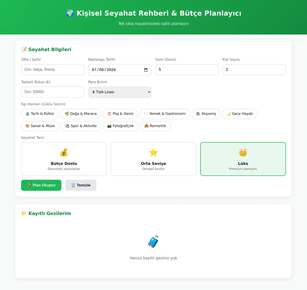 Kişisel Seyahat Rehberi & Bütçe Planlayıcı ekran görüntüsü 3