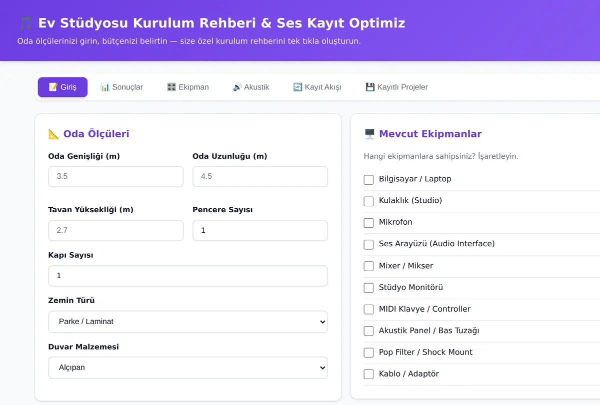 Ev Stüdyosu Kurulum Rehberi & Ses Kayıt Optimiz ekran görüntüsü