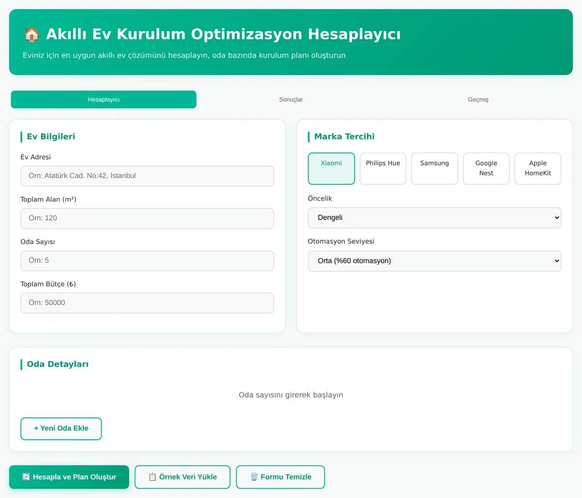 Akıllı Ev Kurulum Optimizasyon Hesaplayıcı ekran görüntüsü 3