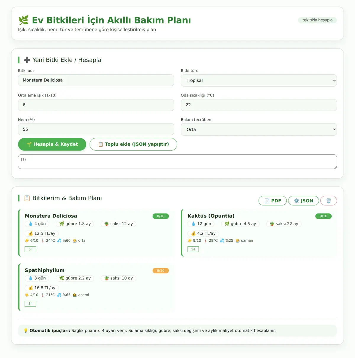 Ev Bitkileri İçin Akıllı Bakım Planı ekran görüntüsü 3