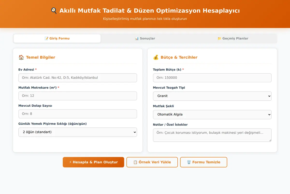 Akıllı Mutfak Tadilat & Düzen Optimizasyon Hesaplayıcı ekran görüntüsü 3