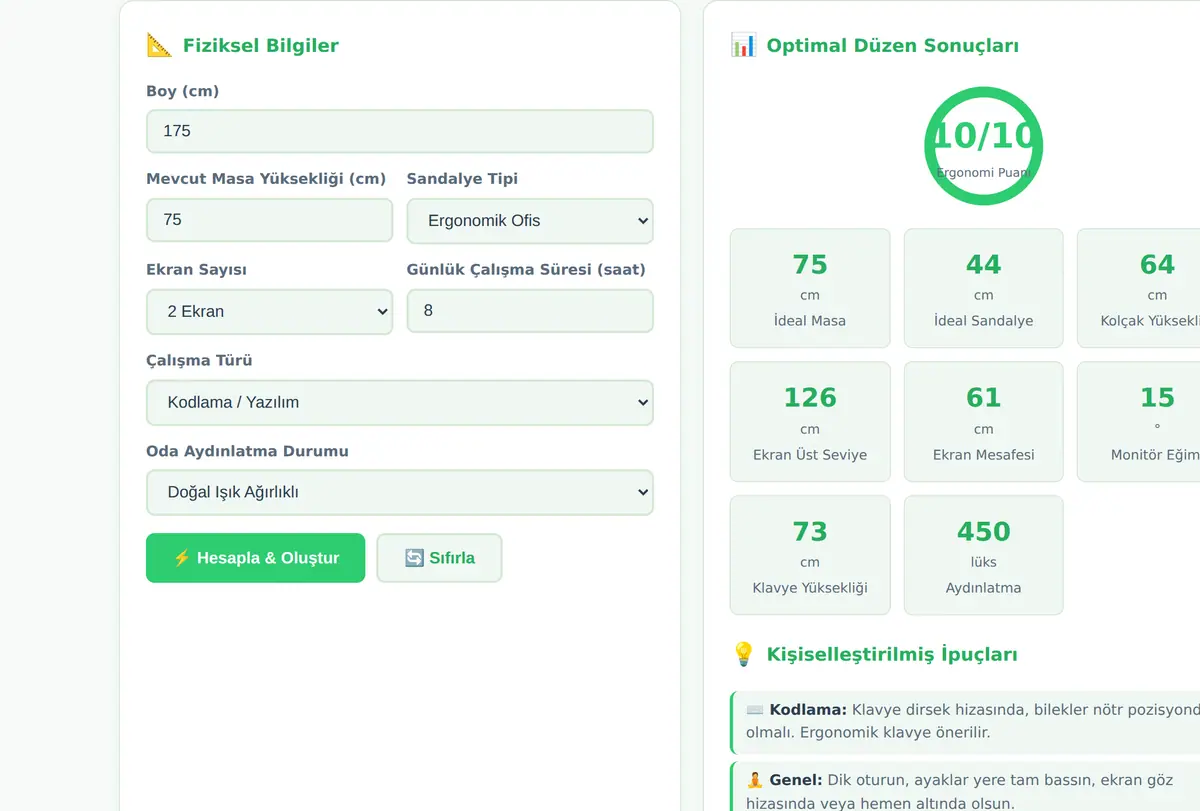 Ergonomi Ustası - Çalışma Alanı Optimizer ekran görüntüsü