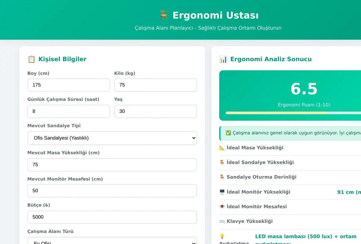 Ergonomi Ustası - Çalışma Alanı Planlayıcı ekran görüntüsü