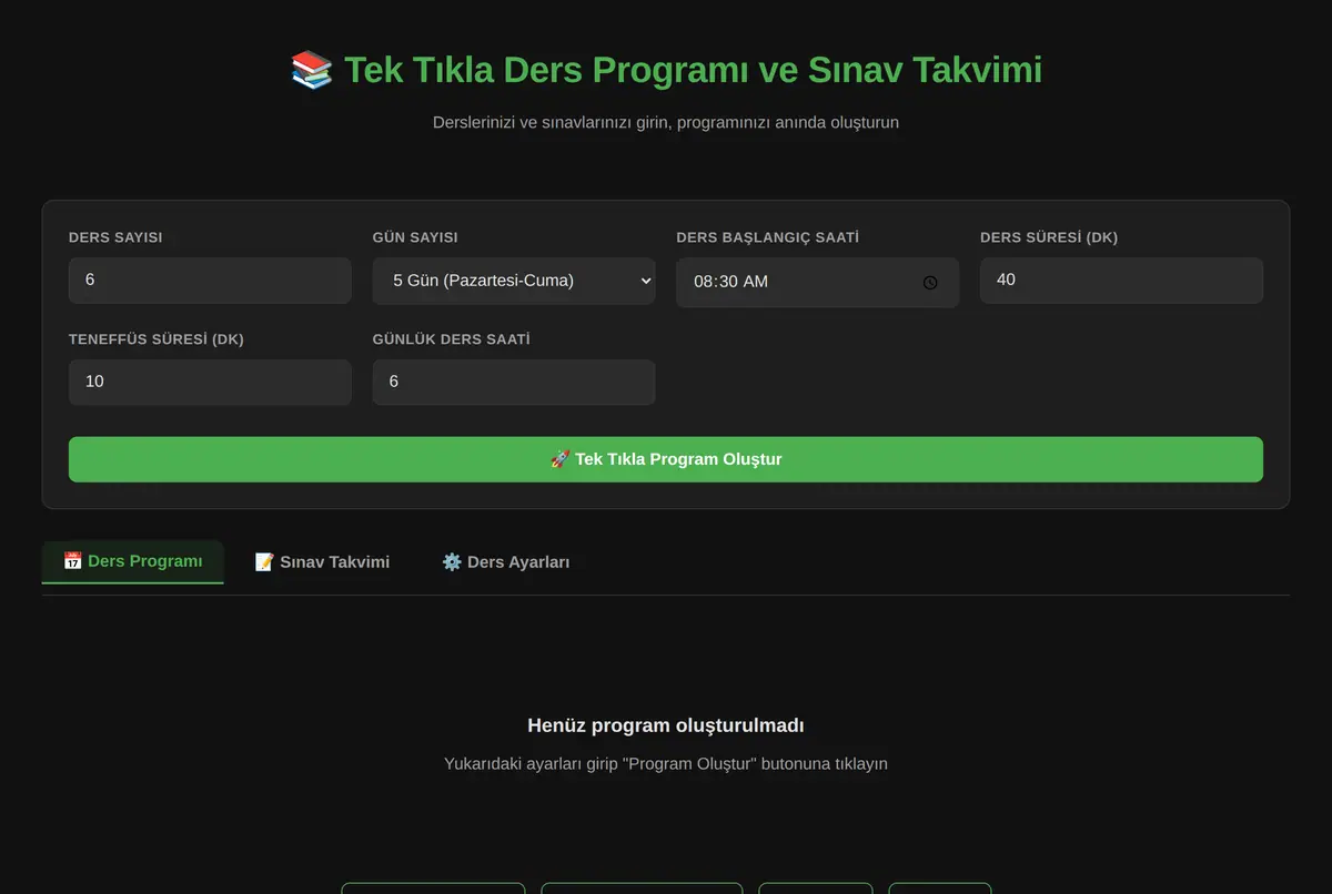 Tek Tıkla Ders Programı ve Sınav Takvimi Oluşturucu ekran görüntüsü 2