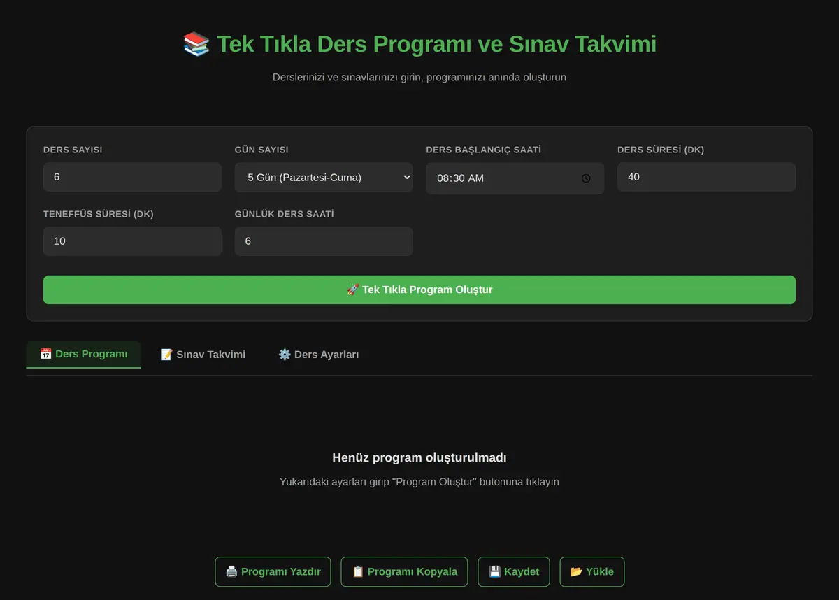 Tek Tıkla Ders Programı ve Sınav Takvimi Oluşturucu ekran görüntüsü 3