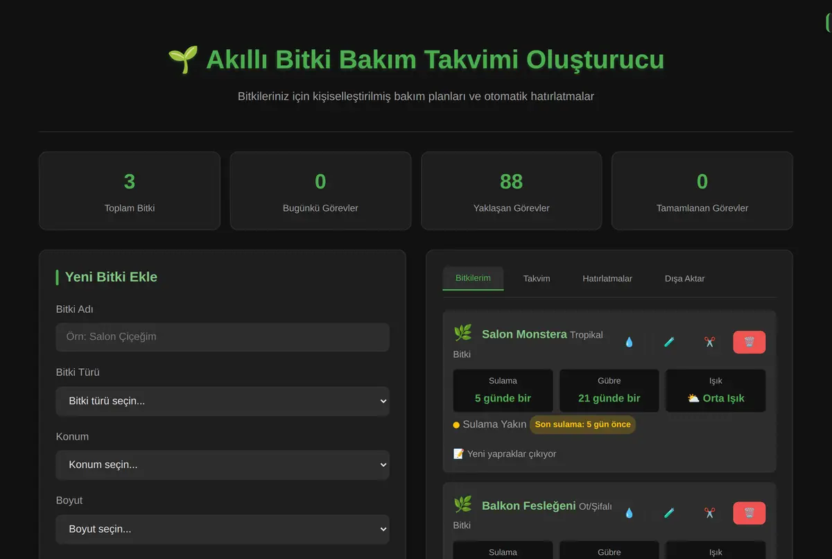 Akıllı Bitki Bakım Takvimi Oluşturucu ekran görüntüsü 2