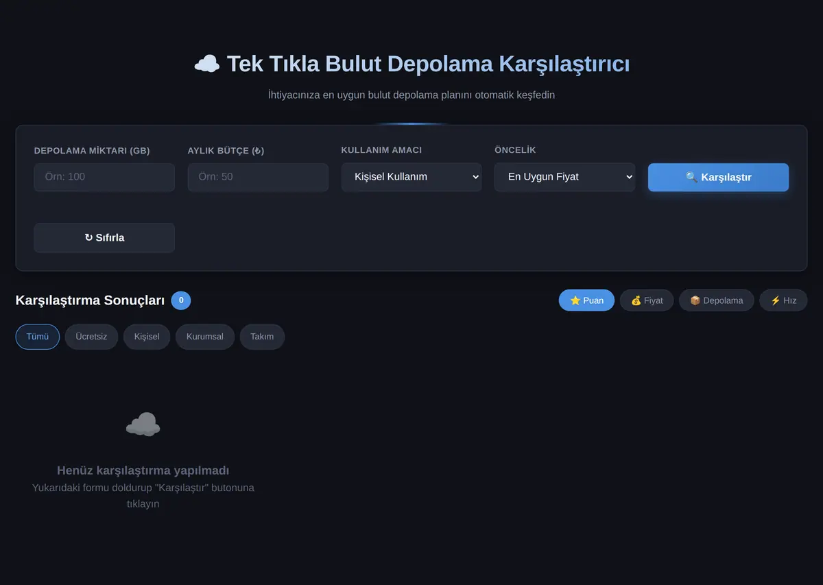 Tek Tıkla Bulut Depolama Karşılaştırıcı ekran görüntüsü 3