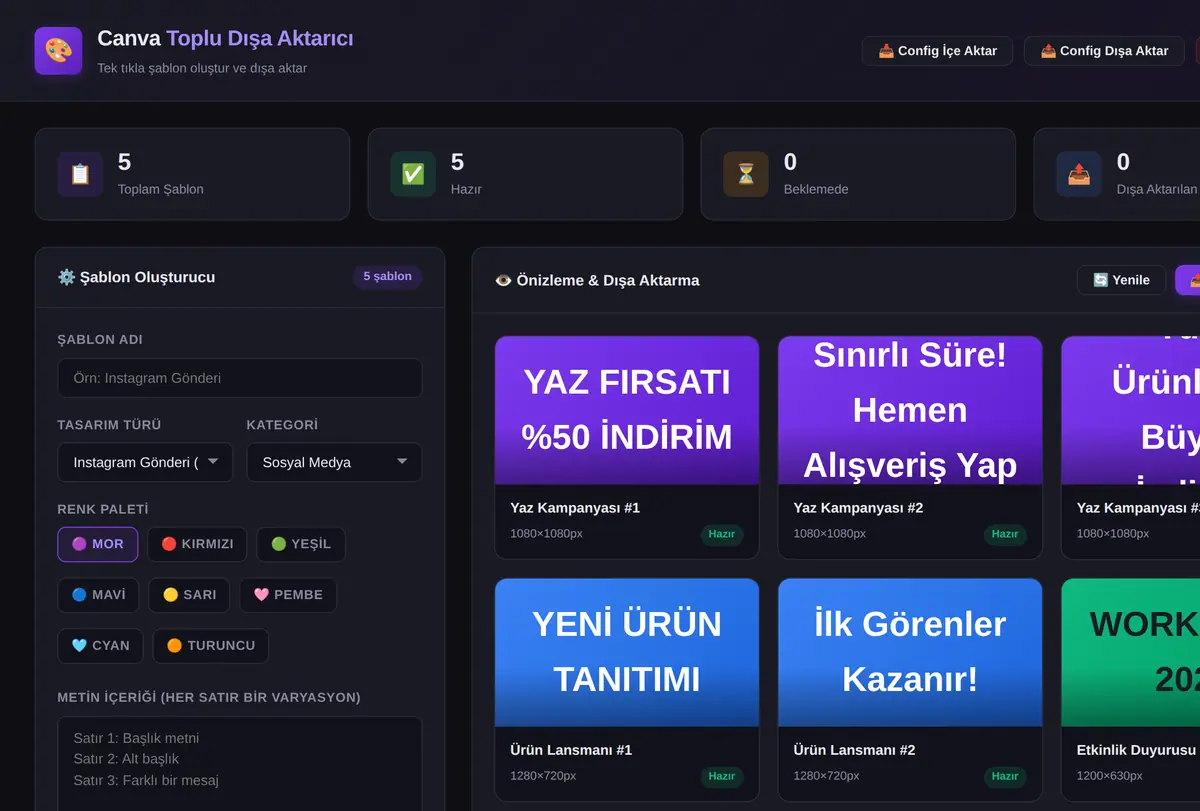 Canva Toplu Dışa Aktarıcı ekran görüntüsü