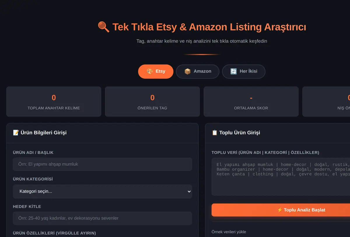 Tek Tıkla Etsy & Amazon Listing Araştırıcı ekran görüntüsü