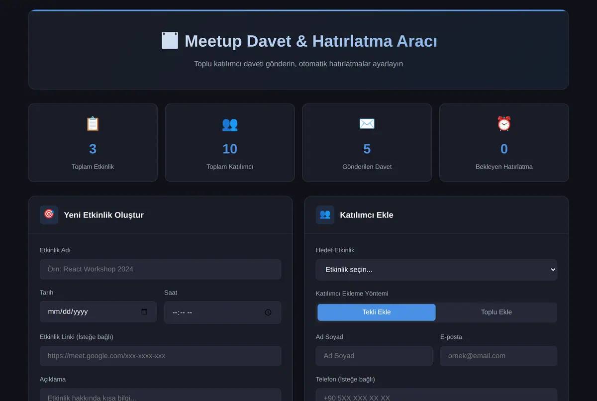 Meetup Davet & Hatırlatma Aracı ekran görüntüsü 2