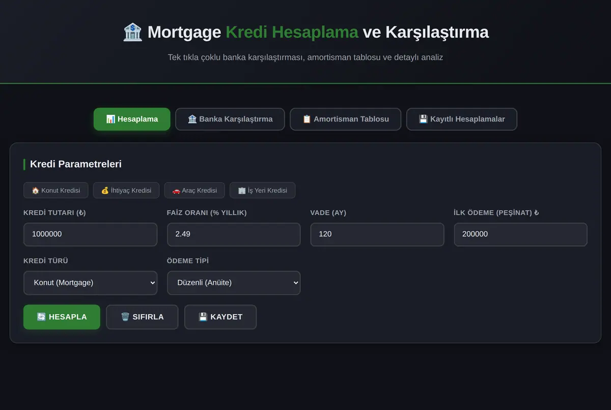 Mortgage Kredi Hesaplama ve Karşılaştırma Aracı ekran görüntüsü 3