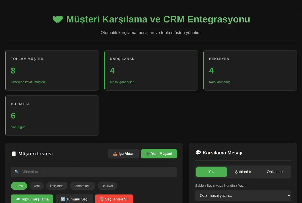 Müşteri Karşılama ve CRM Entegrasyonu ekran görüntüsü 2