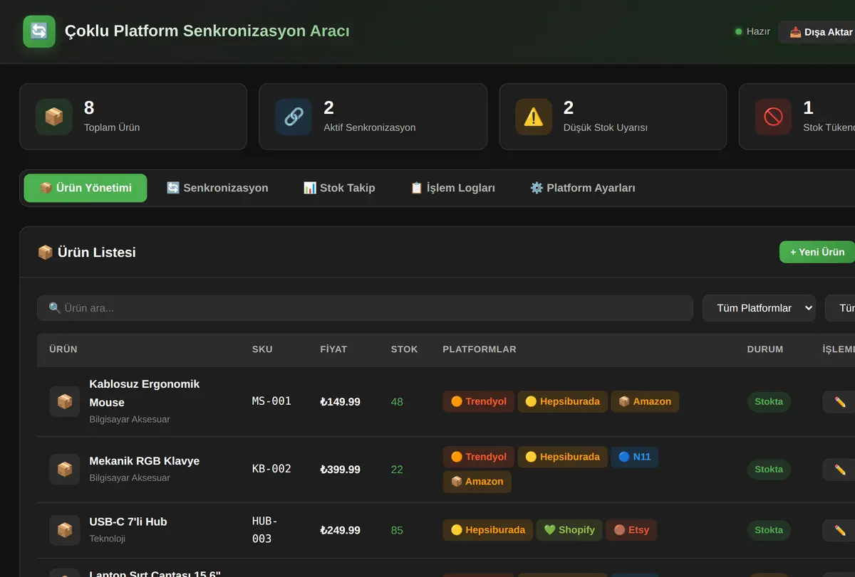 Çoklu Platform Senkronizasyon Aracı ekran görüntüsü