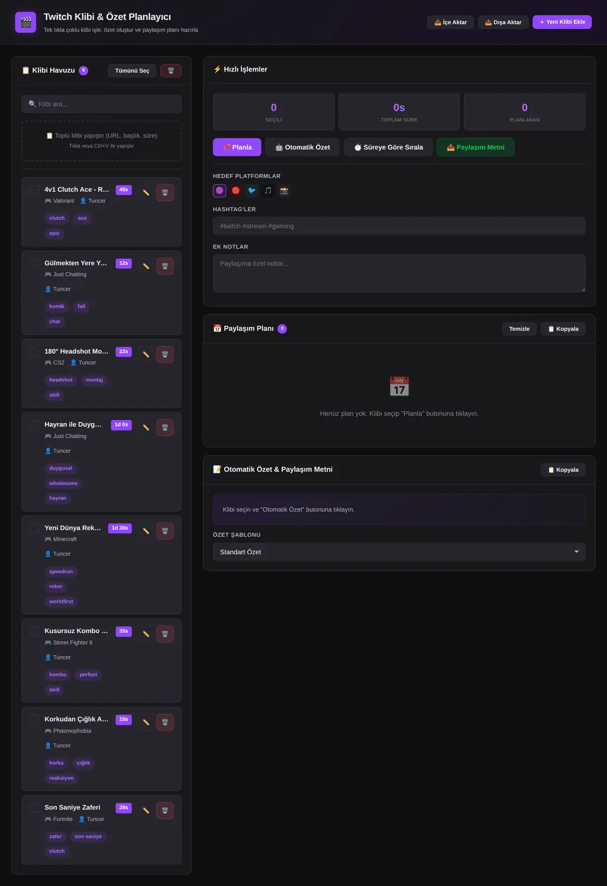 Tek Tıkla Twitch Klibi & Özet Planlayıcı ekran görüntüsü 3