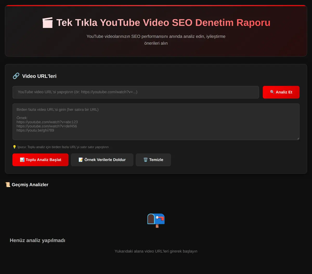 Tek Tıkla YouTube Video SEO Denetim Raporu ekran görüntüsü 3