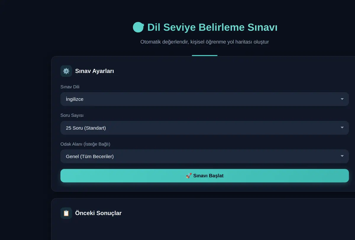 Dil Seviye Belirleme Sınavı ve Yol Haritası ekran görüntüsü