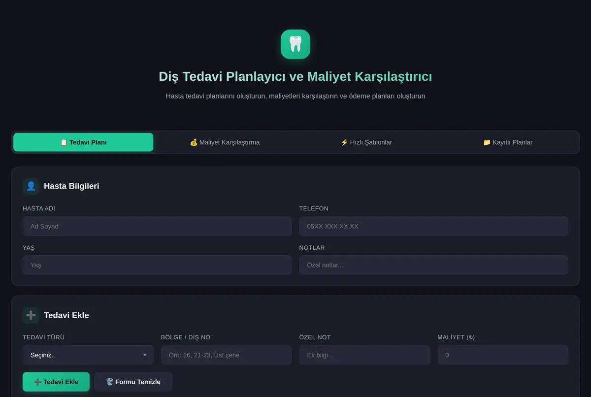 Diş Tedavi Planlayıcı ve Maliyet Karşılaştırıcı ekran görüntüsü 2