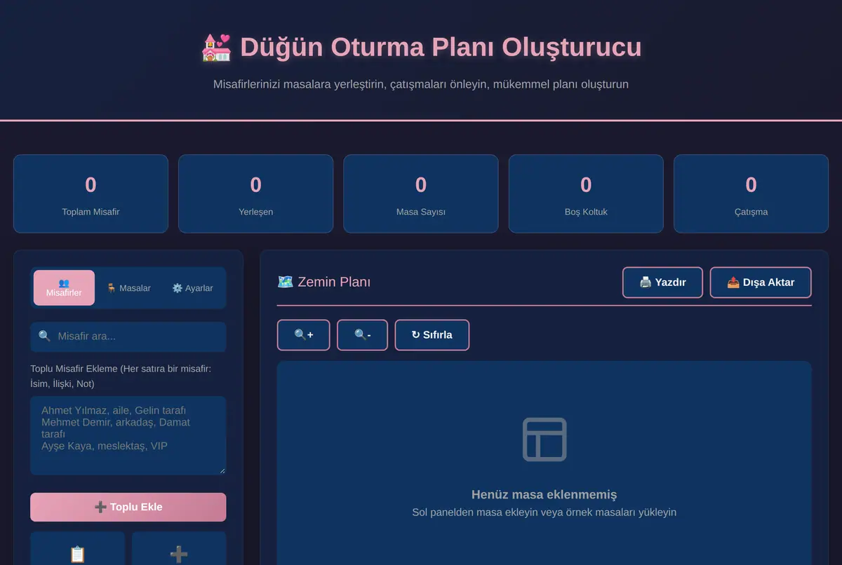 Düğün Oturma Planı Oluşturucu ekran görüntüsü 2