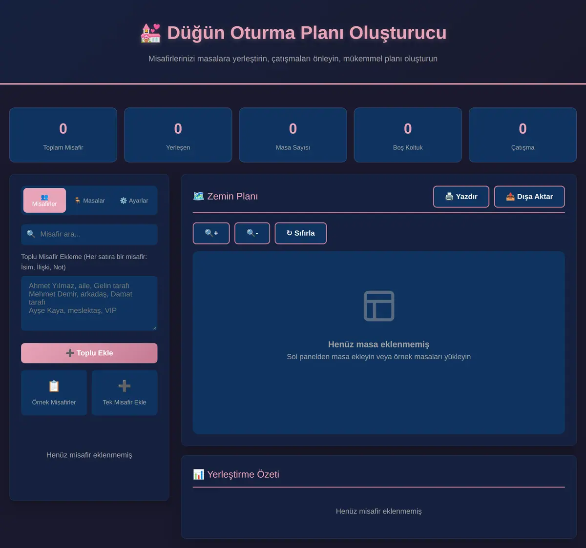 Düğün Oturma Planı Oluşturucu ekran görüntüsü 3