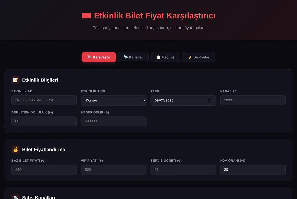 Etkinlik Bilet Fiyat Karşılaştırıcı - Tek Tıkla ekran görüntüsü 2