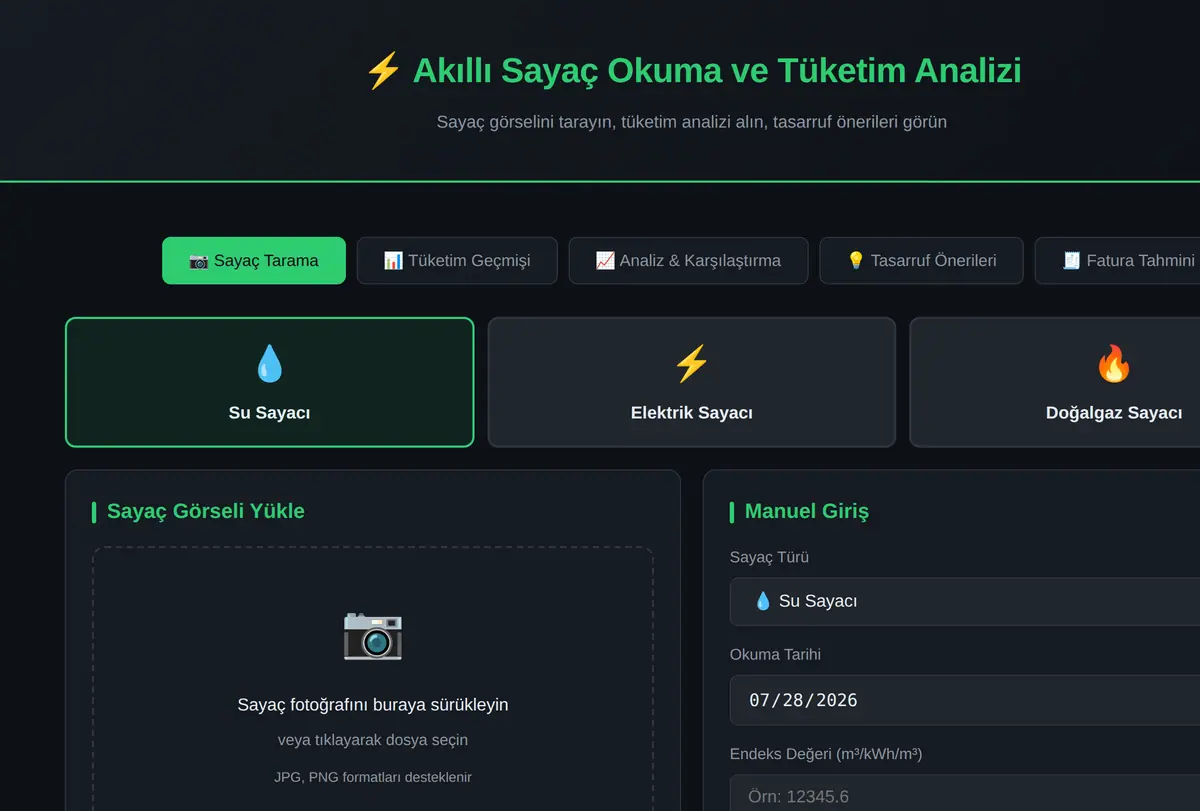 Akıllı Sayaç Okuma ve Tüketim Analizi Aracı ekran görüntüsü