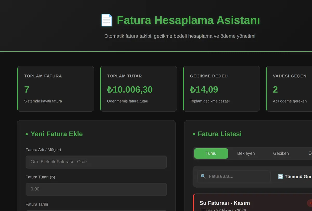 Fatura Hesaplama Asistanı ekran görüntüsü