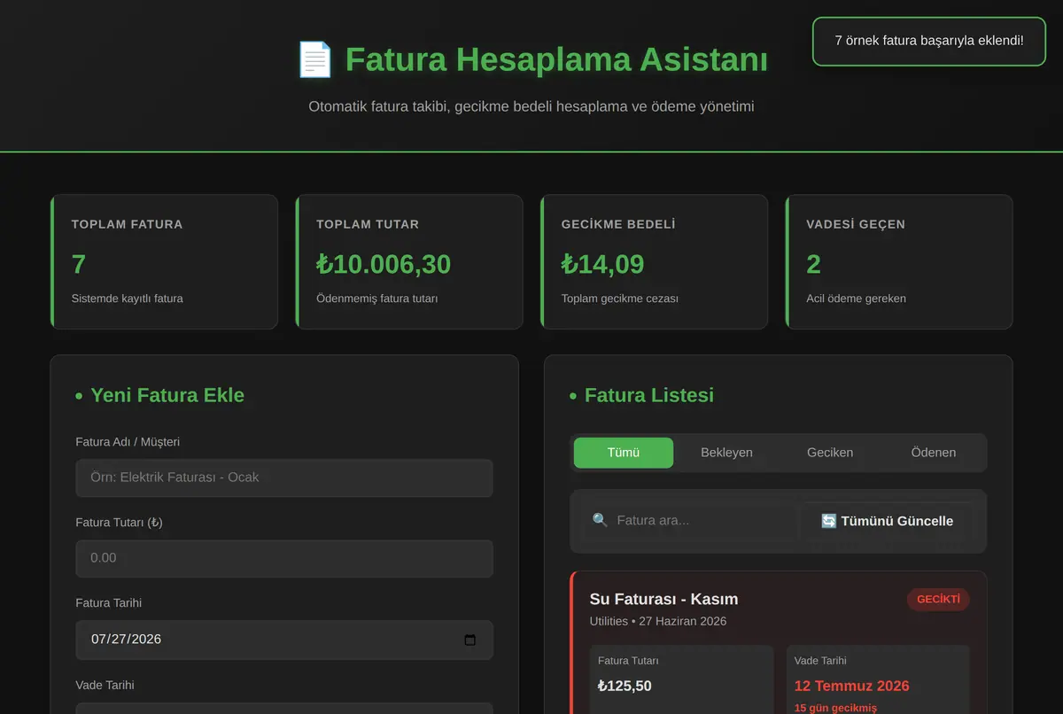 Fatura Hesaplama Asistanı ekran görüntüsü 2