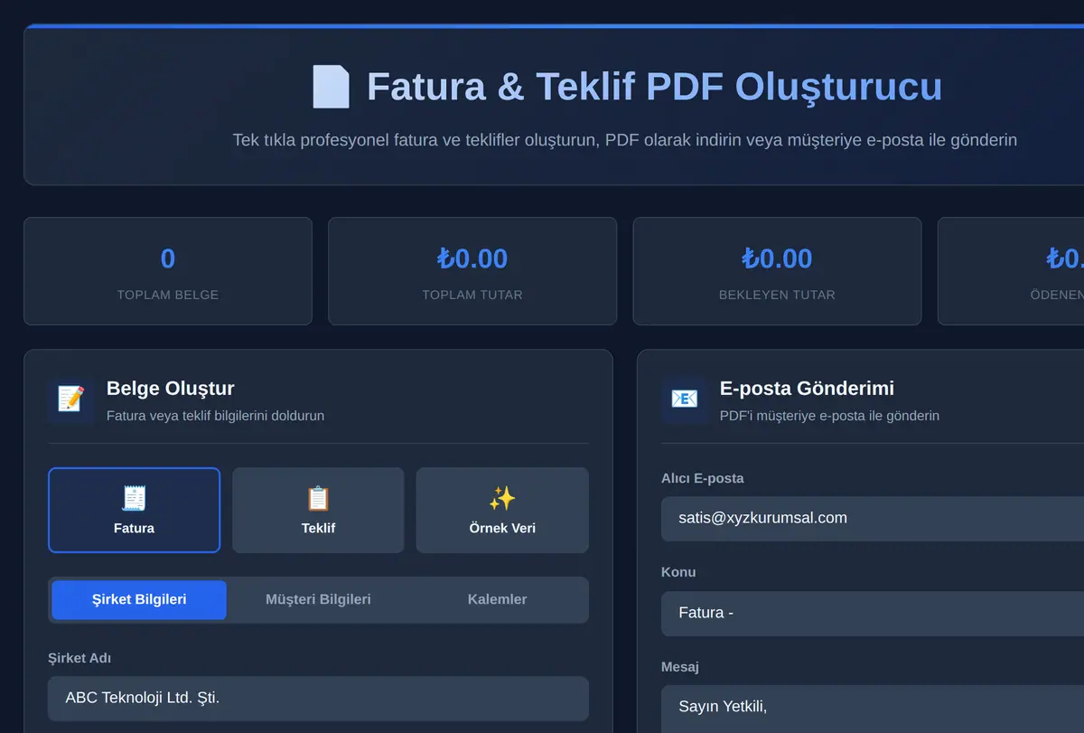 Fatura & Teklif PDF Oluşturucu ekran görüntüsü