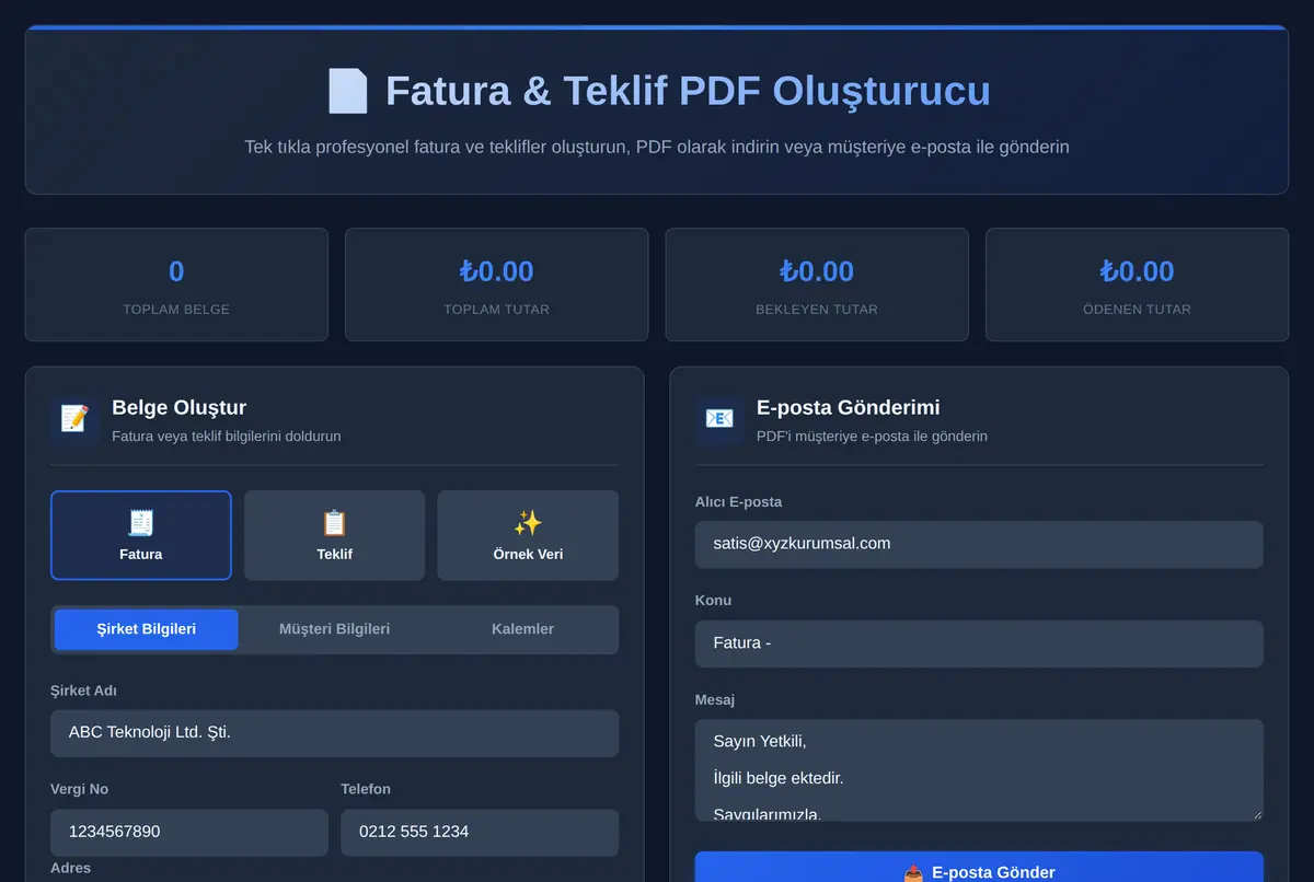Fatura & Teklif PDF Oluşturucu ekran görüntüsü 2