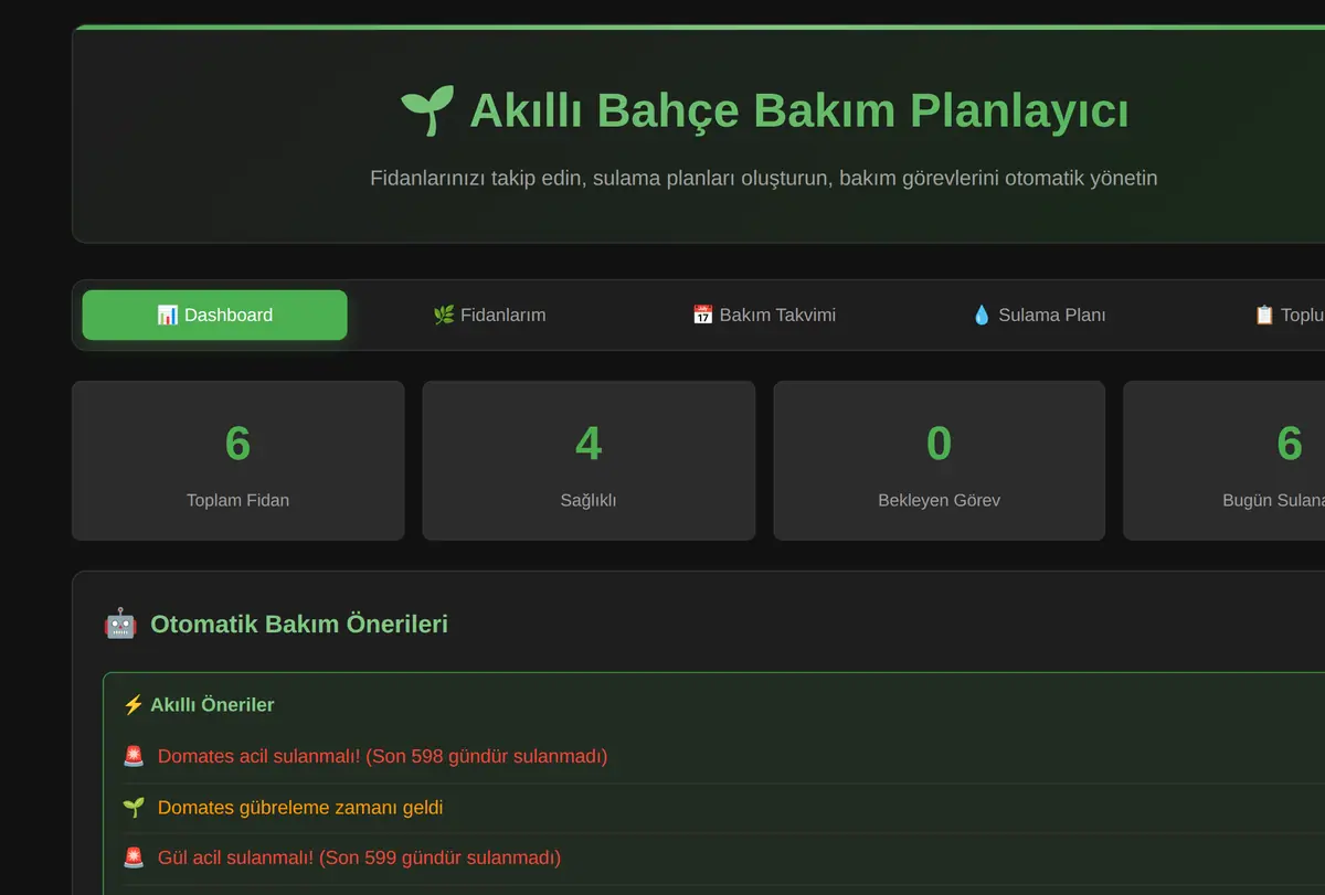 Akıllı Bahçe Bakım Planlayıcı ekran görüntüsü