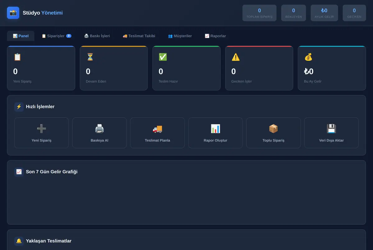 Fotoğrafçı Stüdyo Yönetimi: Sipariş & Teslimat ekran görüntüsü 2
