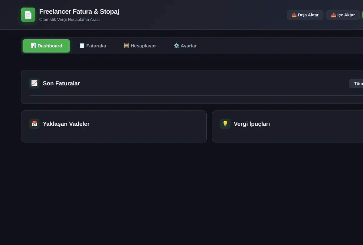 Freelancer Fatura & Stopaj Hesaplayıcı ekran görüntüsü
