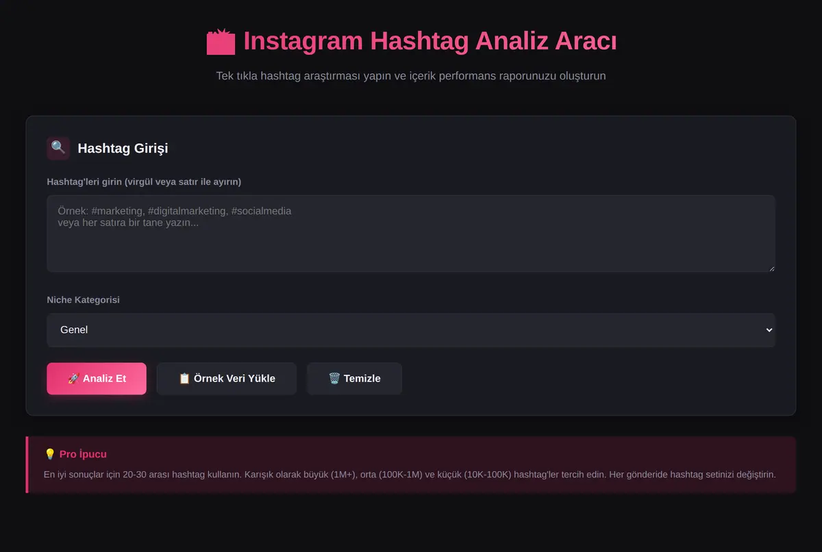Instagram Hashtag Analiz Aracı ekran görüntüsü 2