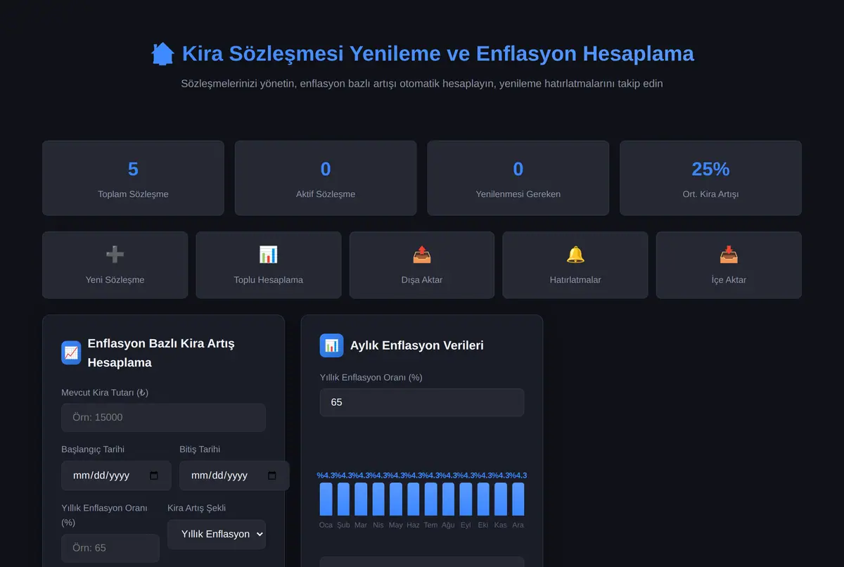 Kira Sözleşmesi Yenileme ve Enflasyon Hesaplama ekran görüntüsü 2